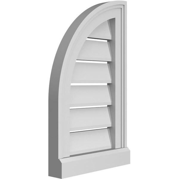 Quarter Round Top Left Surface Mount PVC Gable Vent W/ 2W X 2P Brickmould Sill Frame, 12W X 20H